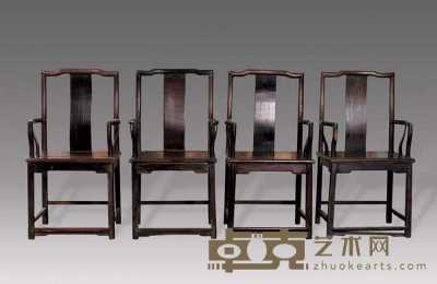 清 红木官帽椅（4件） 高103cm